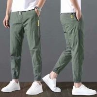 2021 Summer Men Pants Sports Outdoor Casual Trousers Solid Color Elastic Waist Lightweight Comfortable Male Long Pants Plus Size