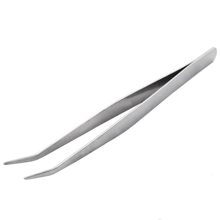 5-9-long-silver-tone-bent-curved-tip-tweezers-forceps-plier-hand-tool