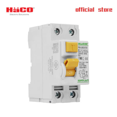 HACO RCCB Type AC เบรกเกอร์ป้องกันไฟดูด 40A ,63A 30mA 2Pole รุ่น R6-240/30 , R6-263/30