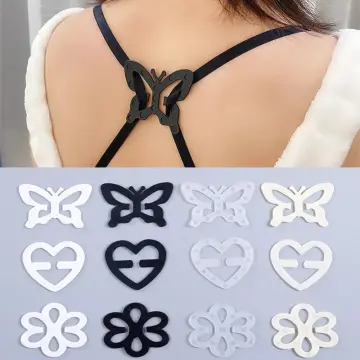  Bra straps, lace butterfly, crossed flower on the back