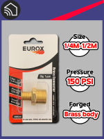 EUROX ข้อต่อ บุชชิ่ง ตัวผู้ 1/4 -ตัวผู้ 1/2  สีทอง Brass Connector 1/4M-1/2M , Pressure 150 psi [MM24]