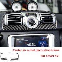 คาร์บอนไฟเบอร์ Center Air Outlet ตกแต่งกรอบสติกเกอร์รถสำหรับ Smart 451 Fortwo bus451 Inteior อุปกรณ์เสริม