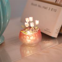 【LZ】✁✐♞  Handmade Flor Artificial Tulip Night Light DIY Flor Calor Shrinkable Film Material Bedside Sleep Light Home Ornamento Presente de aniversário