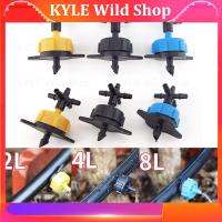 KYLE Wild Shop 10pcs 2L 4L 8L Flow Pressure M Drip Irrigation Garden 4 Way 3/5mm Hose Adapter Connector Compensating Dripper Shunt