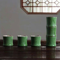 60ML Bamboo Joint Tea Cup Stoneware Green Glaze Master Cup Rising Step By Step Ceramics Creativity Shot Glasses Teahouse Cup