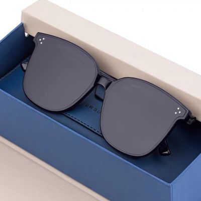 GM แว่นตากันแดด Unisex แฟชั่นสำหรับทั้งหญิงและชายกลมเรซินสีดำป้องกัน UV400 S59649แว่นตากันแดด