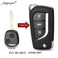 jingyuqin Modified Flip 2 3 Buttons Remote Key Fob 433MHz 4D67 Chip for Toyota Prado 120 RAV4 Kluger FCC ID: 50171