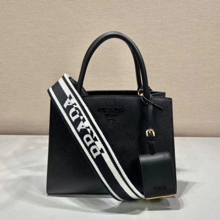 Prada Monochrome Small Saffiano Bag - Black