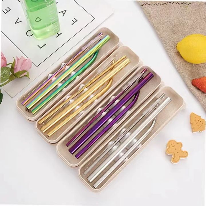 Bendable Stainless Steel Straws w. Cleaning Brush