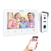 TMEZON 10 Inch Wireless Wifi Smart IP Video Doorbell Intercom System,Touchscreen Monitor with 720P Wired Door Phone Camera Tuya