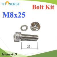 สกรูสเตนเลส M8 ยาว 25mmพร้อมแหวนสปริง และน็อต รุ่น TIT-M8x25-Bolt