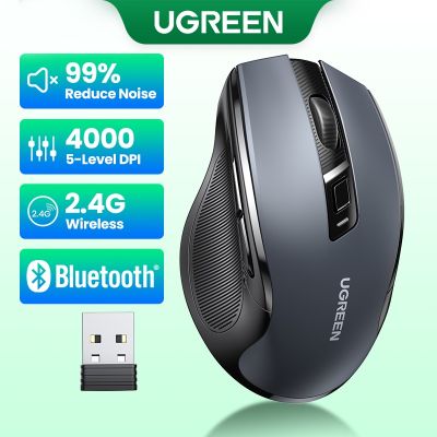 Ugreen เมาส์ไร้สาย 6 ปุ่มเสียงเงียบ Wireless Mouse 2.4G พร้อมตัวรับสัญญาณ USB 5 ระดับ DPI 4000DPI สําหรับแล็ปท็อป PC Mac Linux