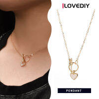 ILOVEDIY อารมณ์หนึ่งลูกศรเจาะโซ่ไหปลาร้าหัวใจเปลือกหอยหัวใจเครื่องประดับอัญมณีแฟชั่น