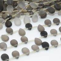 Natural Matt Smoky Quartz Flat Water Drop Beads 10x14mm / 28 Beads per Lot