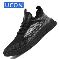 UCON รองเท้าทอแบบกลวงสำหรับฤดูร้อน39-44รองเท้าลำลองสำหรับผู้ชายเทรนด์กลางแจ้งรองเท้ากีฬาอเนกประสงค์ระบายอากาศที่สะดวกสบายสำหรับผู้ชาย