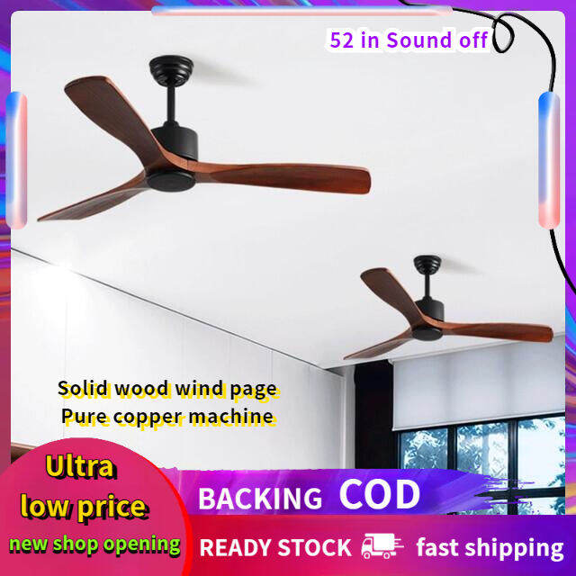【cod】New solid wood fan 52 in Industrial Vintage Ceiling Fan without