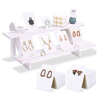 101Pcs Wood Earring Display Stand Wood with 100 Pcs Earring Card for Selling Merchandise Jewelry Display Organizer