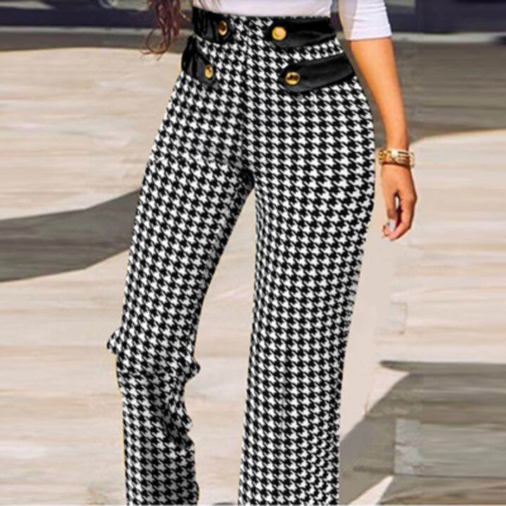 women-new-autumn-slim-bodycon-trousers-spring-high-waist-buttoned-office-suit-pants-houndstooth-plaid-print-straight-pants-mujer