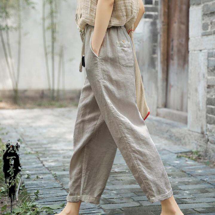 popular-women-pants-wide-leg-quick-drying-lady-slacks-retro-loose-cotton-linen-casual-pants