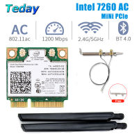 1200Mbps In 7260 Mini PCIE Wifi การ์ดเครือข่าย Wireless Dual Band 7260HMW Bluetooth 802.11 Ac WiFi Adapter เสาอากาศสำหรับเดสก์ท็อป