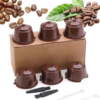 6Pcs Reusable Coffee Capsules Spoon Brush Set For Dolce Gusto Brewers Coffee-color