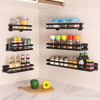Kitchen Storage Shelf Modern Hanging Metal Wall Shelf Bathroom Storage Racks Sundries Cosmetic Spice Jar Organizer Iron Shelves