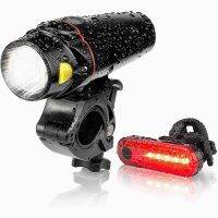 [COD] New German bicycle lights USB rechargeable headlights taillights bike warning 350 lumens 140g