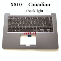 ■✌ 100 New Canadian For ASUS 15 X510 X510UA X510UQ keyboard Palmrest Assembly gray with backlight 90NB0FQ5-R31CB2