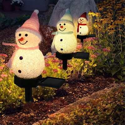 Snowman Solar Lights Christmas Solar Powered LED Snowman Light Decor Outdoor Garden Stake Lamps Xmas