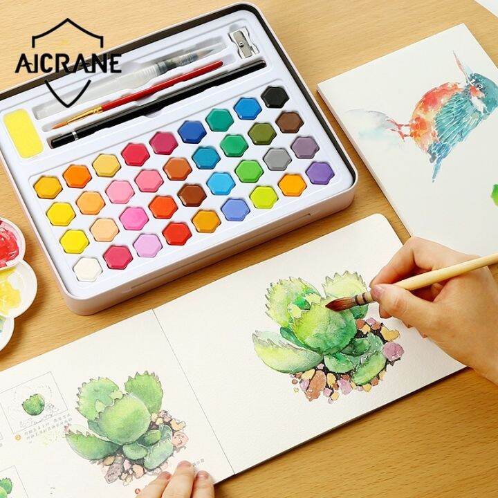 aicrane-300gms-12-แผ่นสอนวาดภาพสีน้ำกระดาษวาดน้ำที่ละลายน้ำได้หนังสือเส้นร่าง