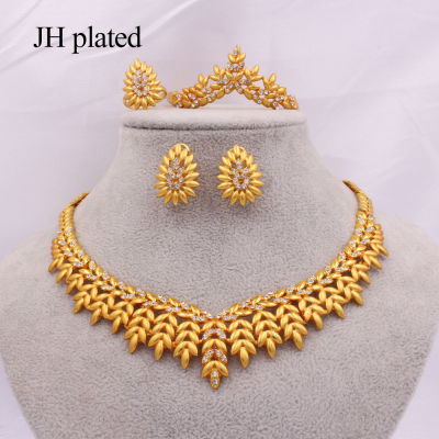 Ethiopia Jewelry sets for women gold necklace earrings Bracelet ring Dubai African Indian bridal wedding set gifts collares