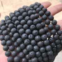 Black Volcanic Rock Lava Stone Natural Stone Beads Round Loose Beads for DIY Jewelry Making Bracelet Necklace Charms 46810 MM