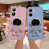 เคสโทรศัพท์ Vivo Y36 5G V29 V27 V27e V27 Pro Y02ล่าสุดมาคารอนสีเคลือบพร้อมที่ยึดรูปนักบินอวกาศปลอกอ่อน เคสVivo Y36 V29 5G ฝาครอบโทรศัพท์