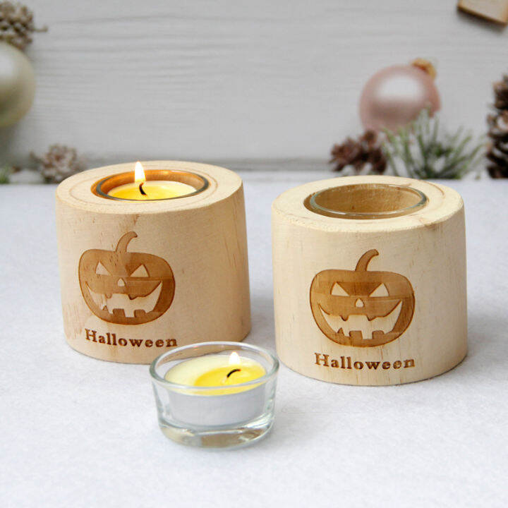 hot-new-tealight-candleholder-wooden-candlesticks-for-halloween-decorative