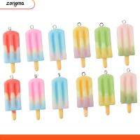 ZONGMA 35Pcs กว้าง14.5มม. เสน่ห์ไอศครีม7สี ยาว41.5มม. หนา5.5มิลลิเมตร จี้รูปไอศกรีมทำจากเรซิ่นสีรุ้ง ง่ายต่อการพกพา เรซิน เสน่ห์อมยิ้มน้ำแข็งเรซินที่มีสีสัน งานฝีมือดีไอวาย