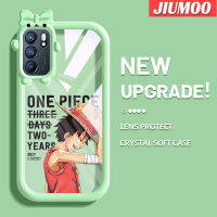 เคส JIUMOO สำหรับ OPPO Reno 6 5G Reno 6 Pro 5G Reno 6Z 5G การ์ตูนลาย Luffy ที่สร้างสรรค์สีสันสดใสเคสซิลิโคนเลนส์กล้องถ่ายรูปแบบนิ่มกันกระแทกแบบใสใสเรียบง่ายเคสป้องกัน