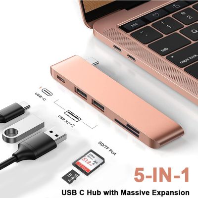 USB อะแดปเตอร์ฮับแบบ C แท่นวางมือถือ2 USB 3.0 TF ตัวอ่าน SD PD Thunderbolt 3สำหรับแมคบุ๊กโปรแอร์ M1 2020 2019 2018 2017