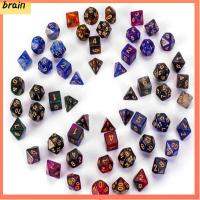 BRAIN Polyhedral หลากสี อุปกรณ์เสริมเกม ของเล่นเพื่อความบันเทิงยามว่าง ชุดลูกเต๋า Starry Sky อุปกรณ์ปาร์ตี้ อุปกรณ์เสริมเกม