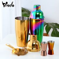 【LZ】❄  Aço inoxidável Boston Cocktail Shaker Set Vinho Pourers Barra de Ouro Ferramenta Coador Medida Cup Bartender 750ml