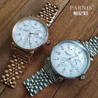 ☃❦Parnis Bernie นาฬิกากลไก Bauhaus Clown ST17เคลื่อนไหวอัตโนมัติปฏิทินพลังงานธุรกิจสายเหล็กผู้ชาย