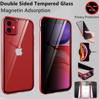 360°Anti-peep Double Glass Magnetic Adsorption Case for 13 12 Mini 11 Pro XS Max XR 7 8 6 Plus SE Privacy Protection Case