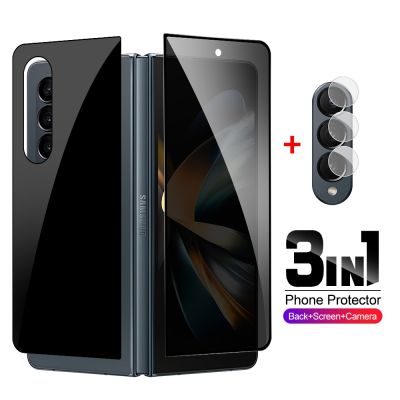 ❣¤◑ 3in1 Privacy Tempered Glass For Samsung Galaxy Z Fold4 5G Black Back Glas For Fold 4 Fold3 Zfold3 Zfold4 Camera Screen Protector