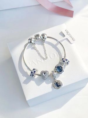 Original Ready Stock Pandora_bracelet สร้อยข้อมือผู้หญิงแท้ 925 เงินตาแมวสีแดง Love จี้ของขวัญวันเกิด