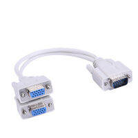 15 Pin VGA Y อะแดปเตอร์สายแยกจอแสดงผลคู่กระจกทีวีคอมพิวเตอร์ที่เชื่อมต่อ