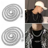 JUAMEP โซ่คิวบาแบบ Kalung Baja Tahan Karat สำหรับผู้ชาย5/7/9//9/mm คอพังก์โกธิคเจ๋งโลหะ