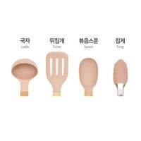 ♡K-Living♡ [Neo] Woody Pink Silicone Cookware 4P A Combo (Ladle + Tuner + Spoon + Tong)