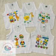 Combo 5 áo 3 lỗ cho bé màu trắng in hình thun 100% cotton Hiệu bossini 3