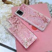 HF Samsung Galaxy A10 A20 A81กรณีพีชดอกพลัมบานทรายดูด Love Glitter เคส TPU นุ่มรวมทุกอย่างป้องกันเคสโทรศัพท์สำหรับ Samsung Galaxy A11 A20S A10S