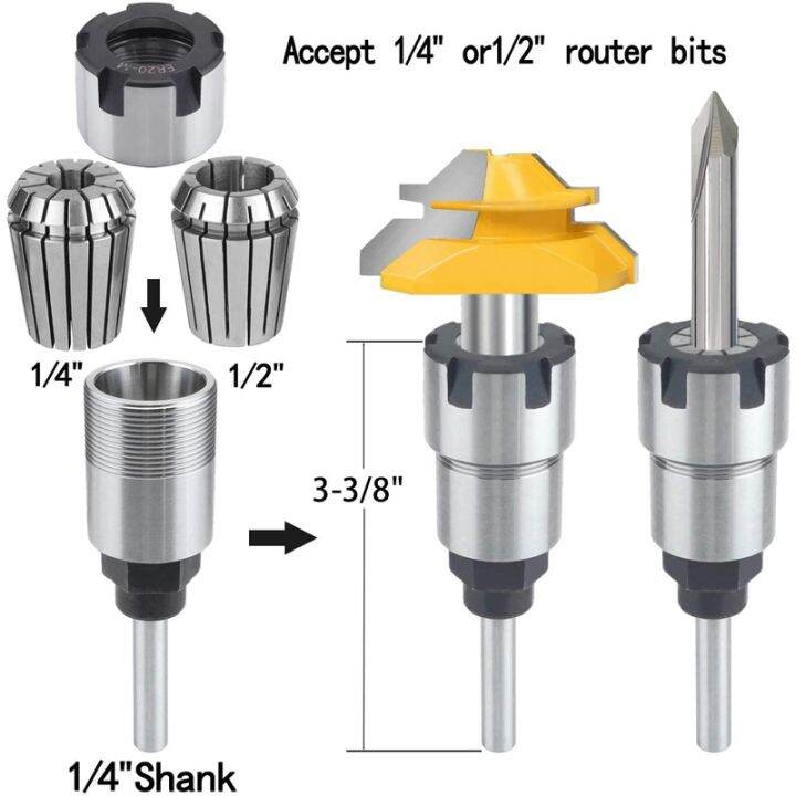 shank-router-bit-colle-collet-extension-chuck-converter-adapter-convert-1-2-1-4-inch-shank-bit-with-er20-spring-collet