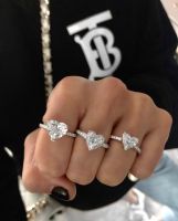 แหวนเงิน925สำหรับผู้หญิงสไตล์แหวนหมั้น2กะรัตแหวนเครื่องประดับเจ้าสาวแต่งงานขายส่ง